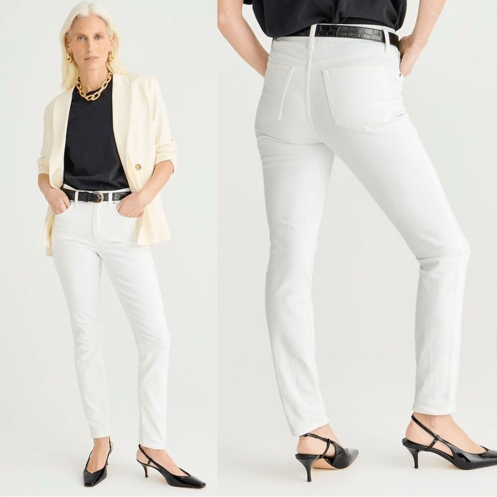 J CREW 9" Toothpick WHITE Jeans BQ310 Skinny Ankle Denim Sz 30